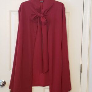 SHEIN Burgundy Cape with Bow | Women's XL